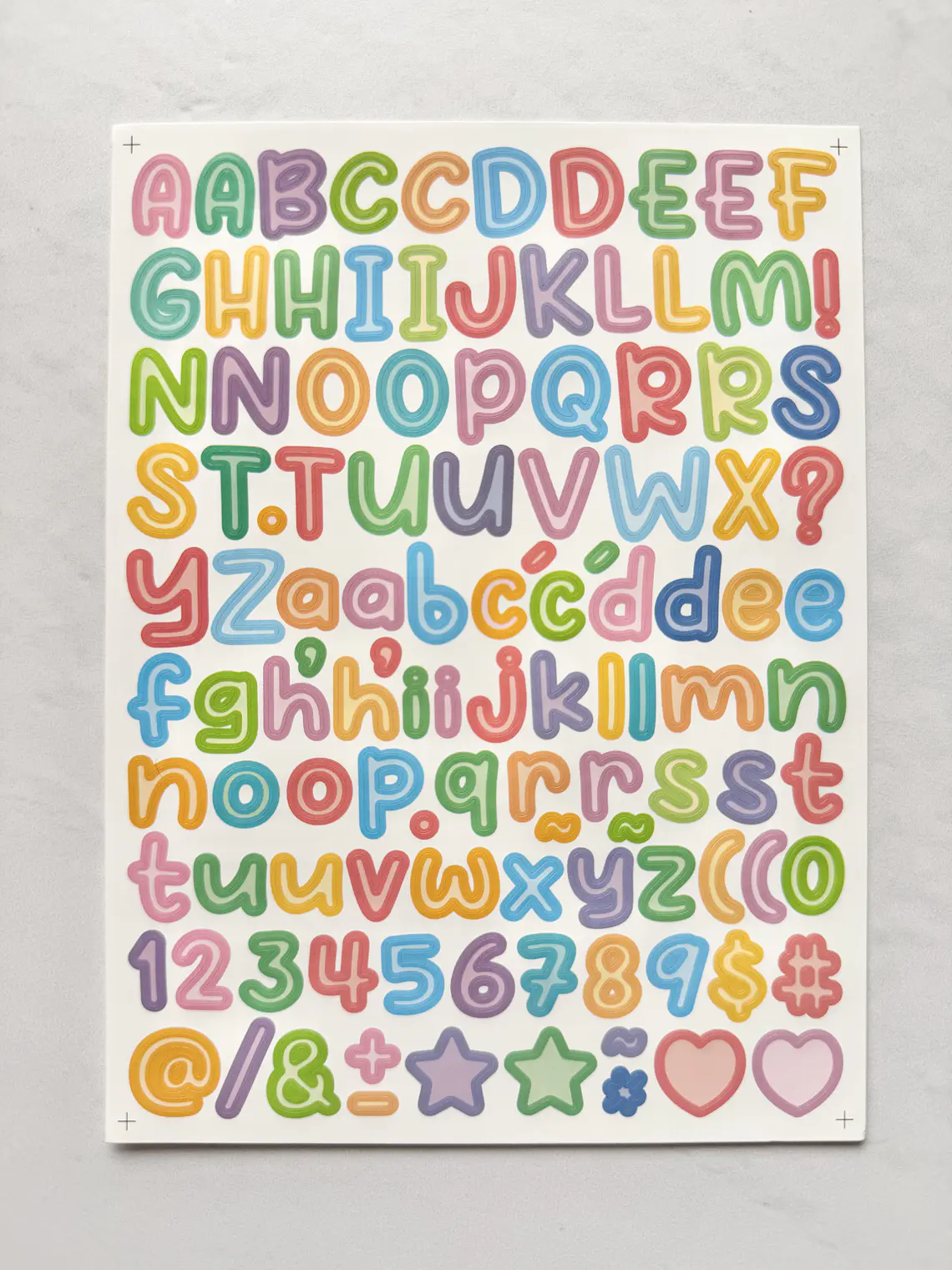 Lámina de Stickers de Letras - Unicolor 8