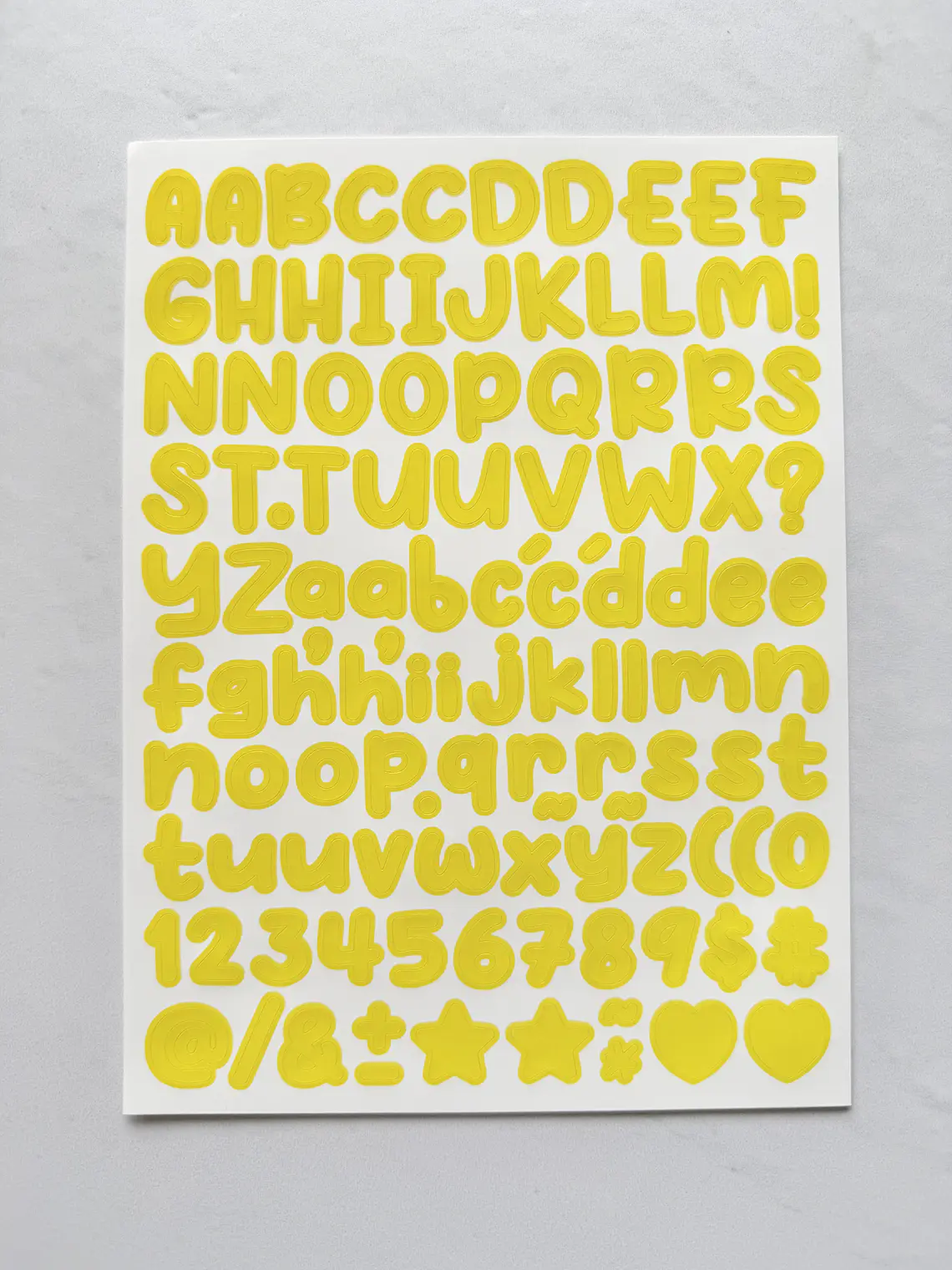 Lámina de Stickers de Letras - Unicolor 9