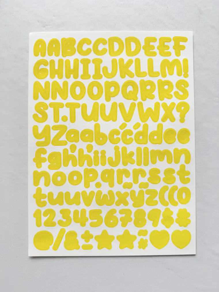 Lámina de Stickers de Letras - Unicolor 9
