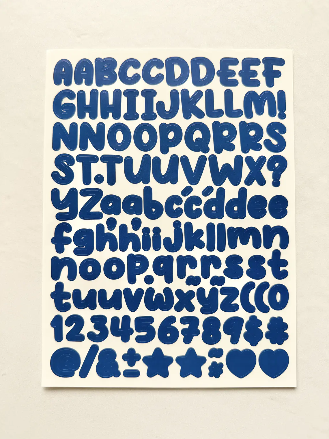 Lámina de Stickers de Letras - Unicolor 11