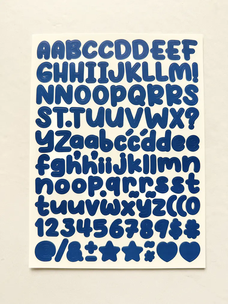 Lámina de Stickers de Letras - Unicolor 11