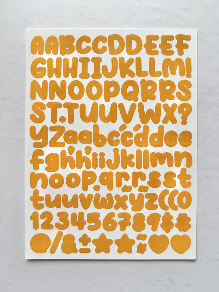 Lámina de Stickers de Letras - Unicolor 12