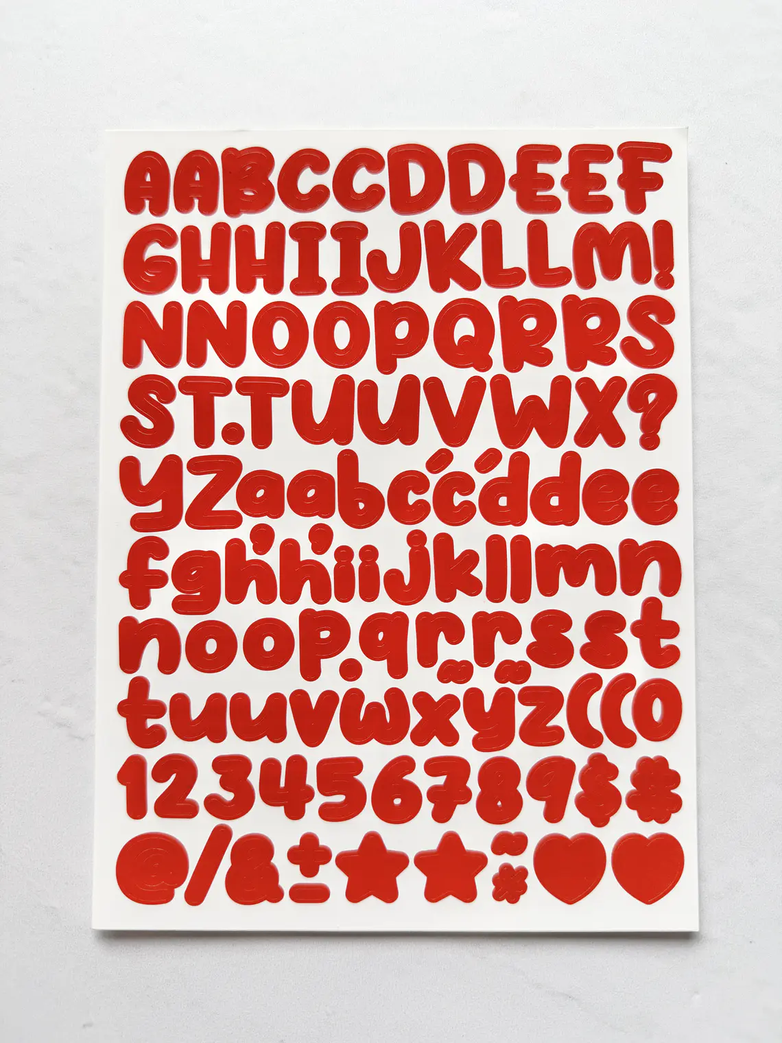 Lámina de Stickers de Letras - Unicolor 14