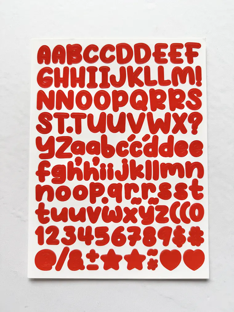 Lámina de Stickers de Letras - Unicolor 14