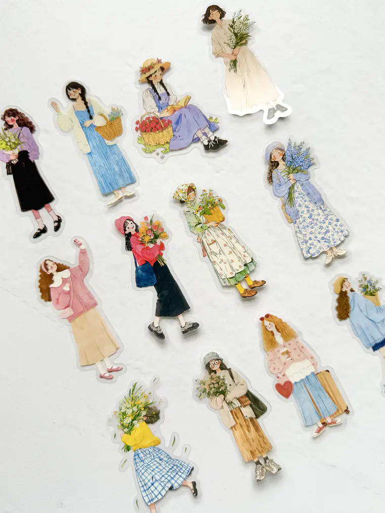 12 Stickers Girls & Blooms - 01 2