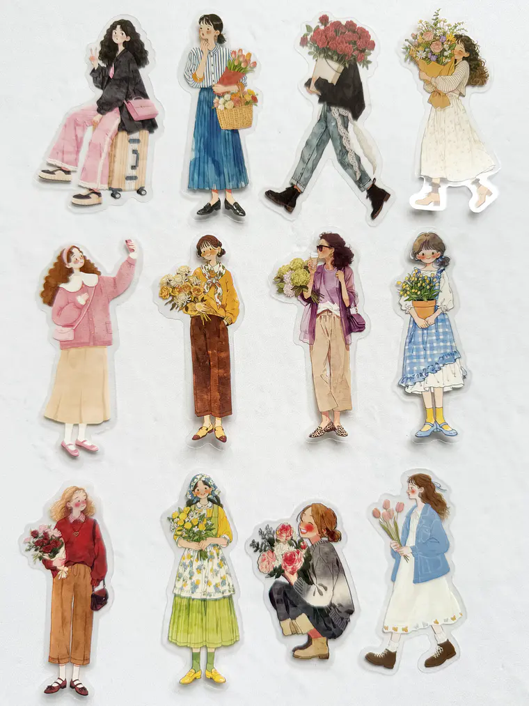 12 Stickers Girls & Blooms - 02 2