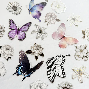 Stickers Florales y Mariposas - 01
