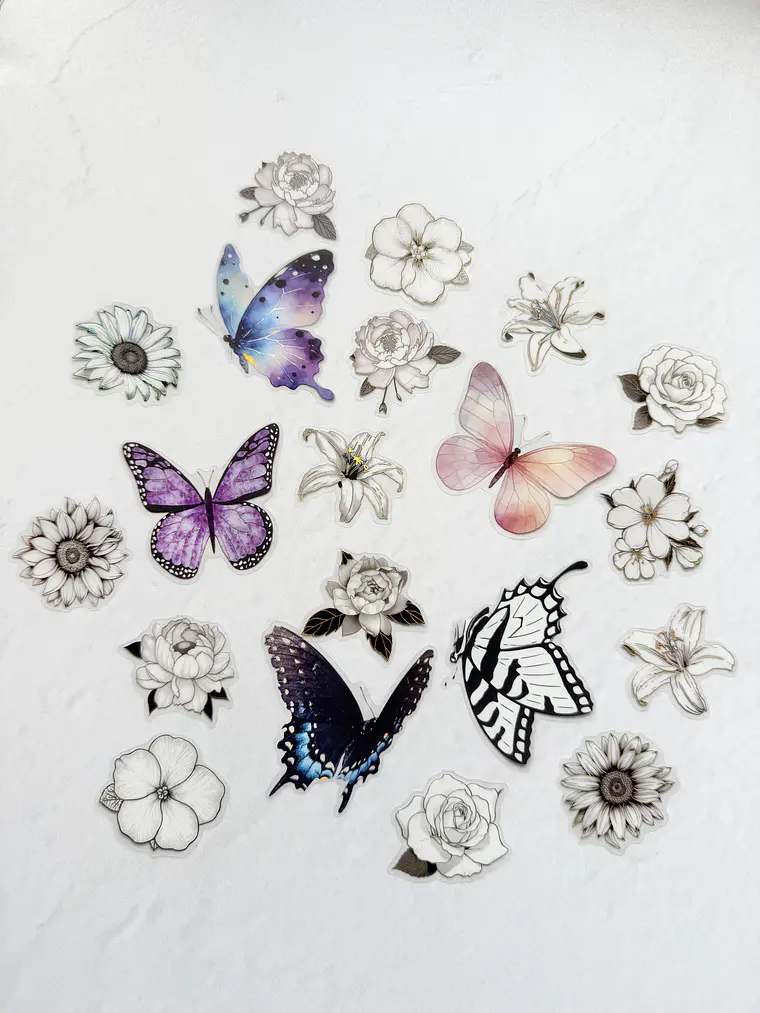 Stickers Florales y Mariposas - 01 2