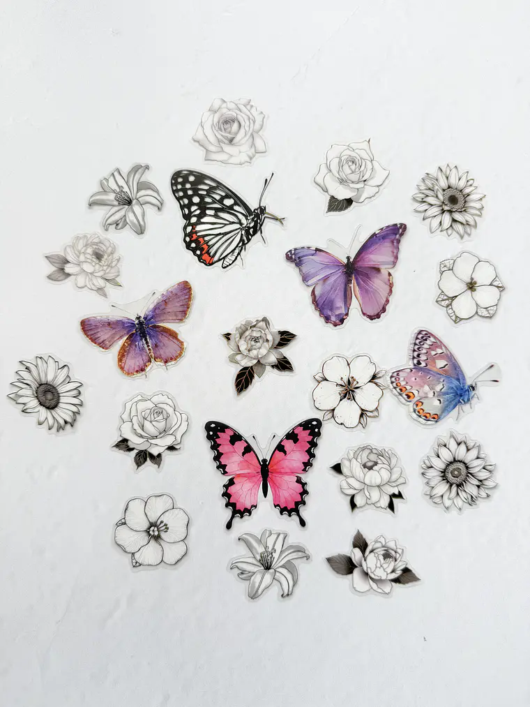 Stickers Florales y Mariposas - 02 2