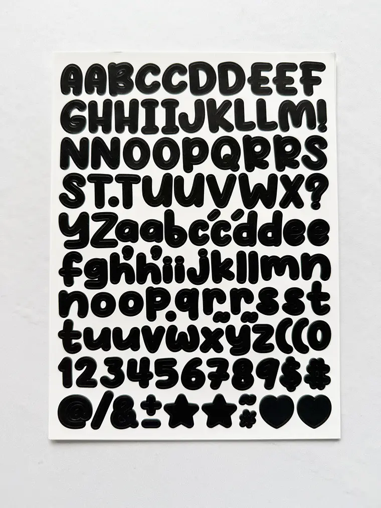 Lámina de Stickers de Letras - Unicolor 15