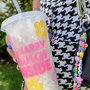 Vaso + Llavero Happy Things Inside - PRECIO CYBER