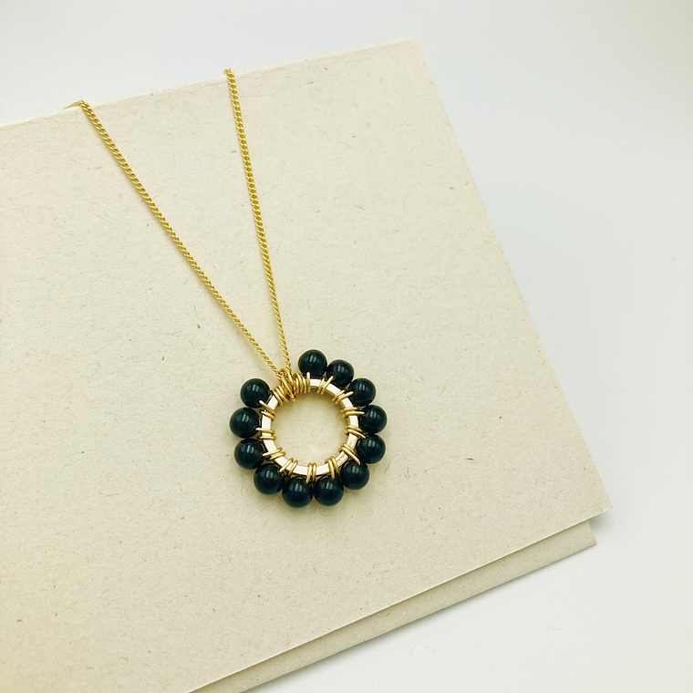 Collar Dalia Con Piedras Obsidiana 3