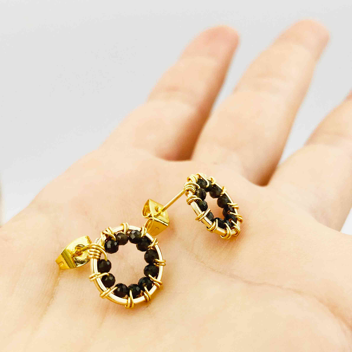 Aretes Botón Obsidiana 1