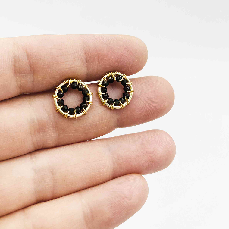 Aretes Botón Obsidiana 2