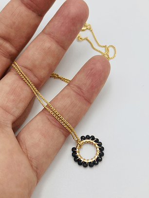 Collar Entorchado Mini Obsidiana