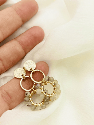 Aretes Camelias Tornasol Con Piedras