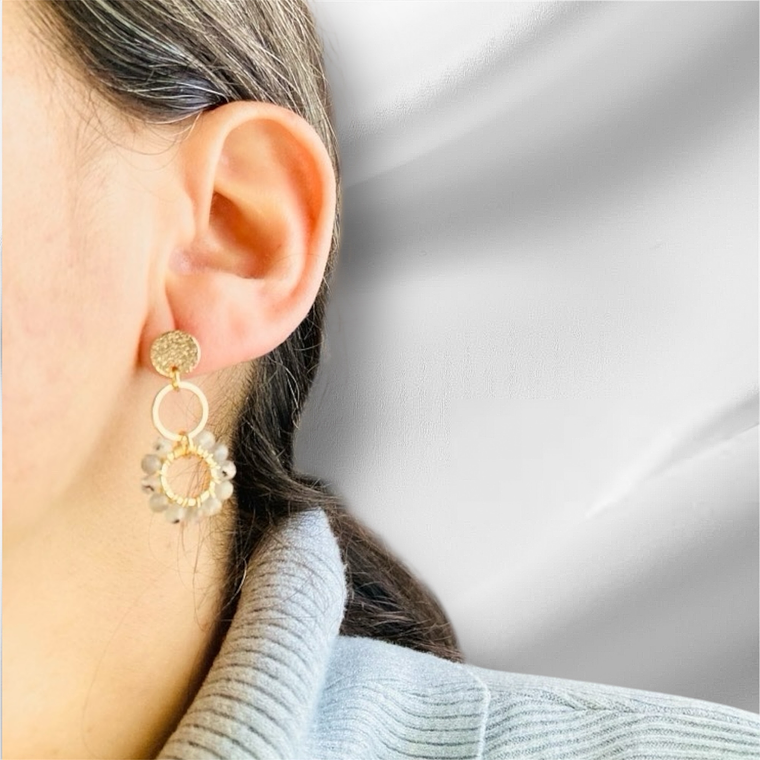 Aretes Camelias Tornasol Con Piedras 4