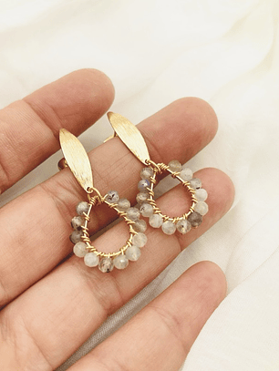 Aretes Gotita Tornasol Con Piedras