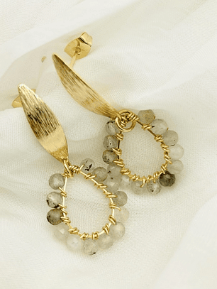 Aretes Gotita Tornasol Con Piedras
