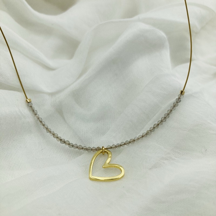 Collar Corazón Y Piedras Labradorita 3