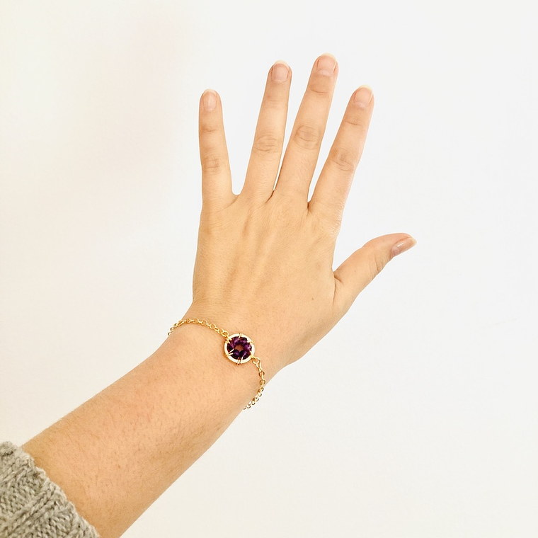 Pulsera dorada ¨Botón Amatista¨ 3