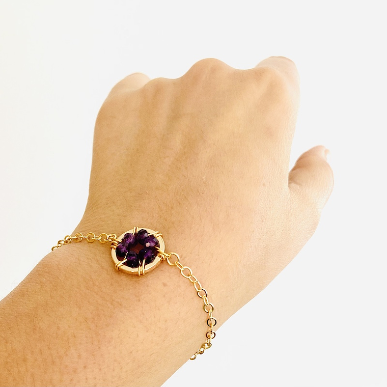 Pulsera dorada ¨Botón Amatista¨ 4