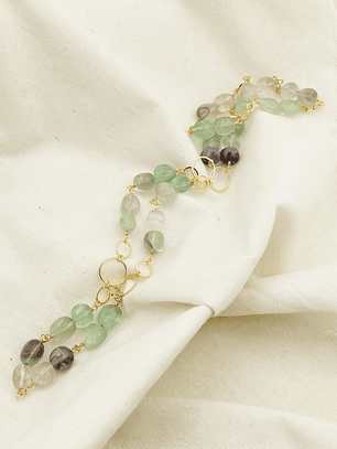 Collar largo dorado con piedras Fluorita