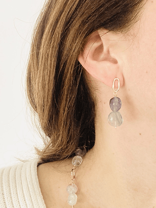 Aretes dorados con piedra Fluorita