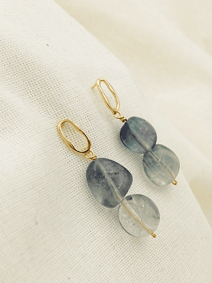 Aretes dorados con piedra Fluorita