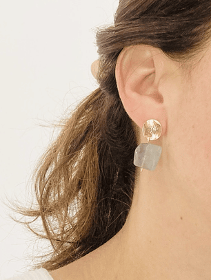 Aretes cortos piedra Fluorita cuadrada