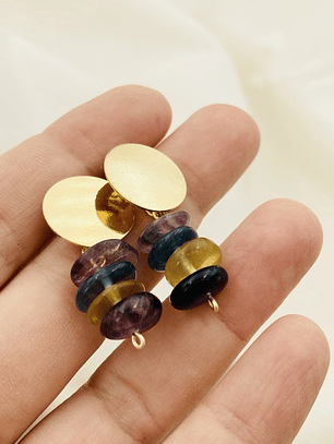 Aretes dorados con piedras Fluorita