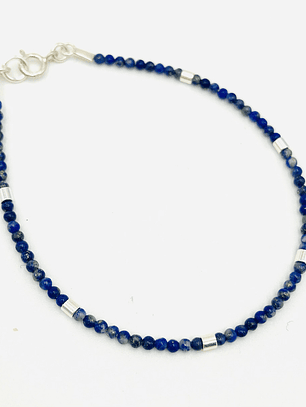 Pulsera De Plata Y Piedritas Lapislázuli Mini