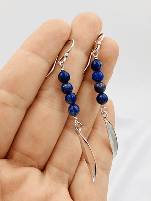 Aretes Plumas De Plata Y Lapislazuli