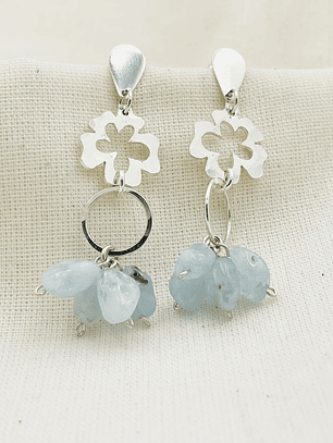 Aretes tréboles de Abutilón y Aguamarina