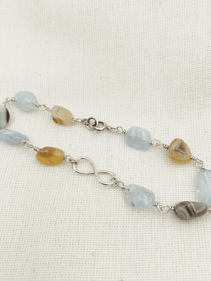 Pulsera Infinito Con Piedras Aguamarina Y Agatas
