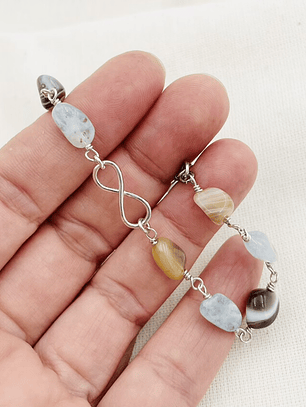 Pulsera Infinito Con Piedras Aguamarina Y Agatas