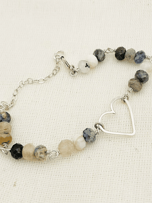 Pulsera Corazón de plata con piedras