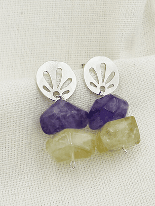 Aretes de Plata y Cuarzos Naturales