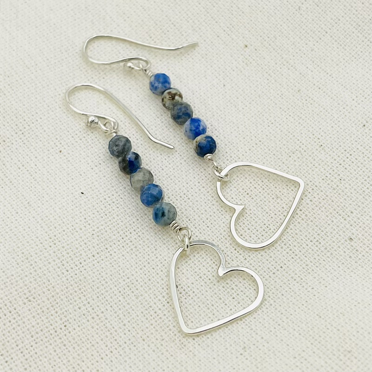 Aretes corazones colgante con Lapislázuli 1
