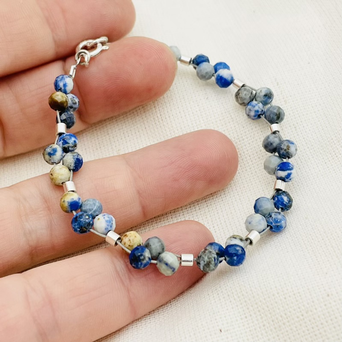 Pulsera trenza de piedras Lapislazuli 1