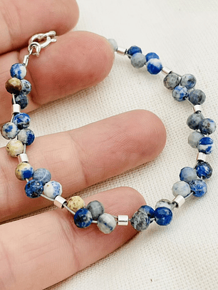 Pulsera trenza de piedras Lapislazuli