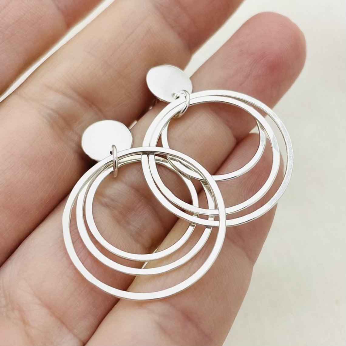 Aretes Argollas De Plata Martillada 1