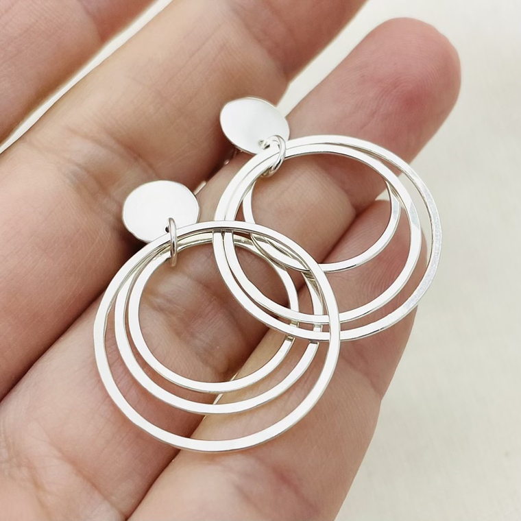 Aretes Argollas De Plata Martillada 1