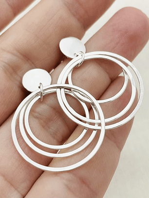 Aretes Argollas De Plata Martillada