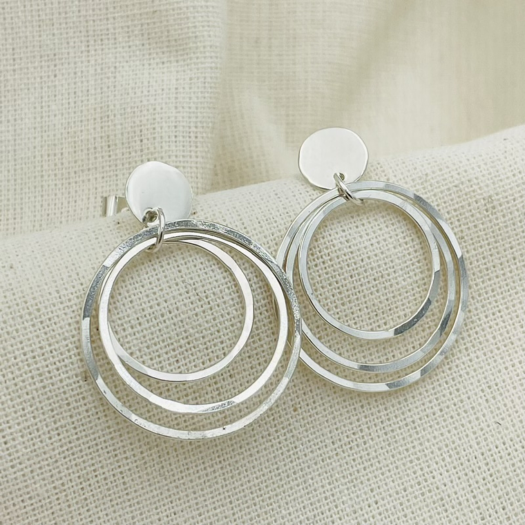Aretes Argollas De Plata Martillada 2