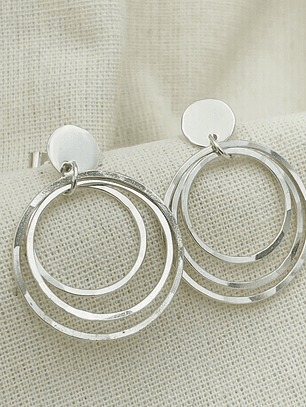 Aretes Argollas De Plata Martillada