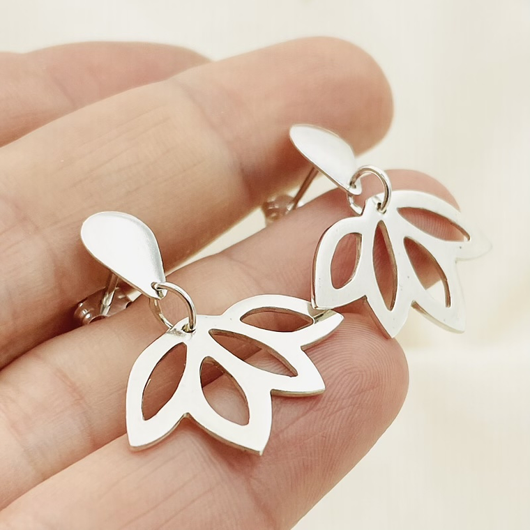 Aretes hojas de Abusión en plata 3