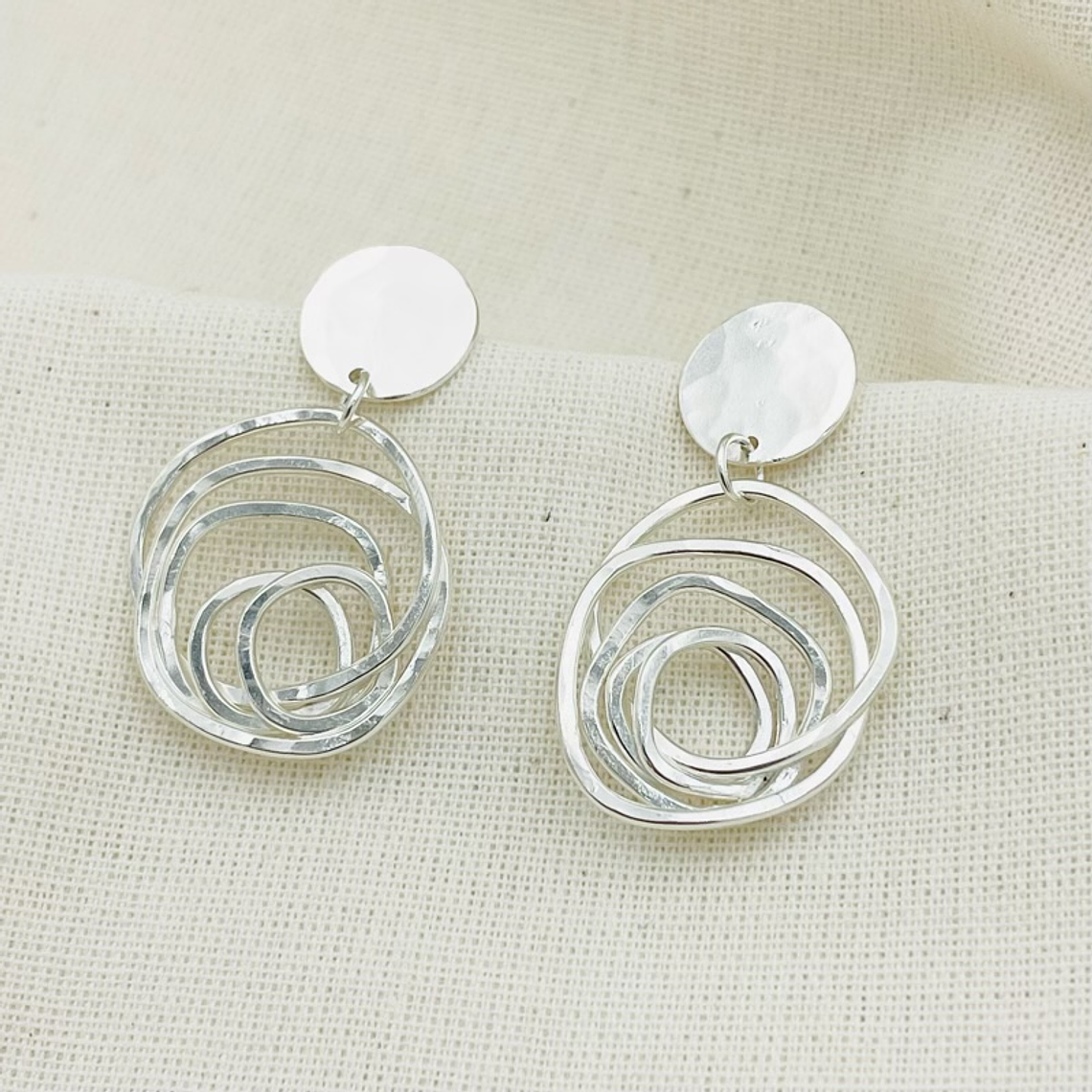 Aretes figuras irregulares de plata 1