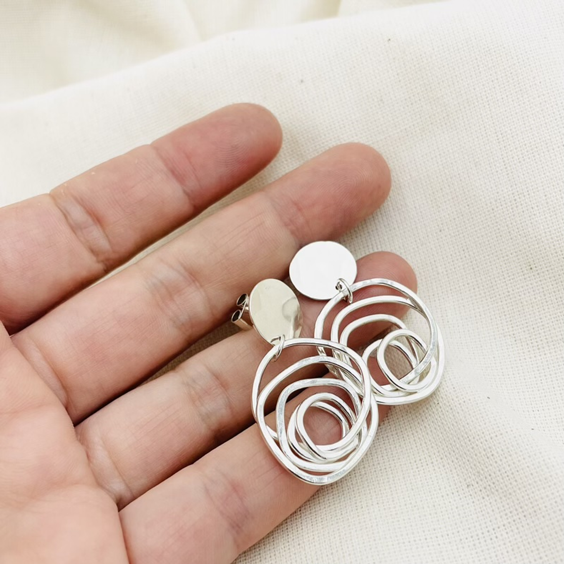 Aretes figuras irregulares de plata 2