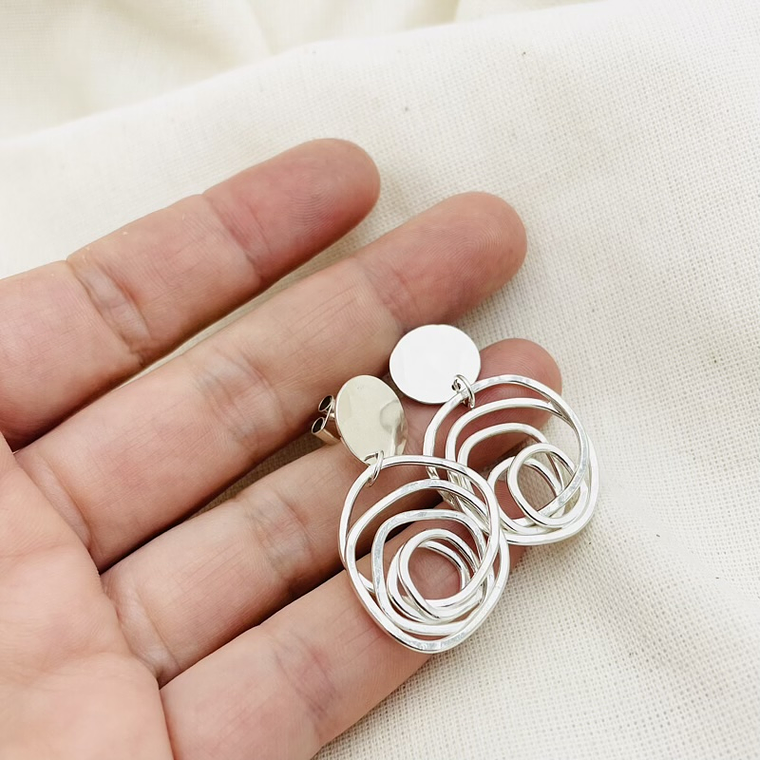 Aretes figuras irregulares de plata 2